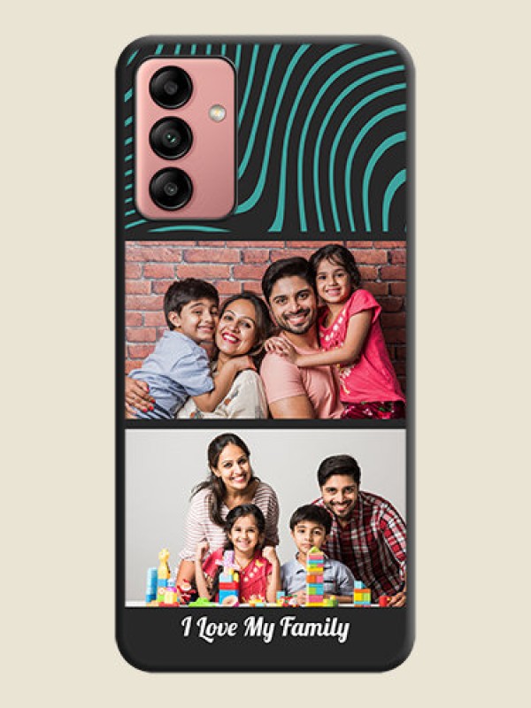 Custom Wave Pattern with 2 Image Holder on Space Black Personalized Soft Matte Phone Covers - Galaxy A04s