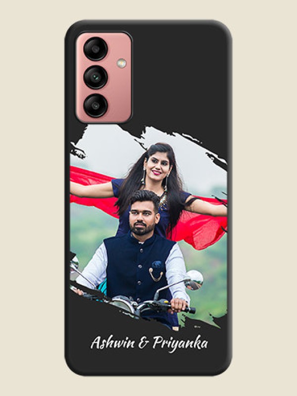 Custom Grunge Brush Strokes on Photo on Space Black Soft Matte Back Cover - Galaxy A04s