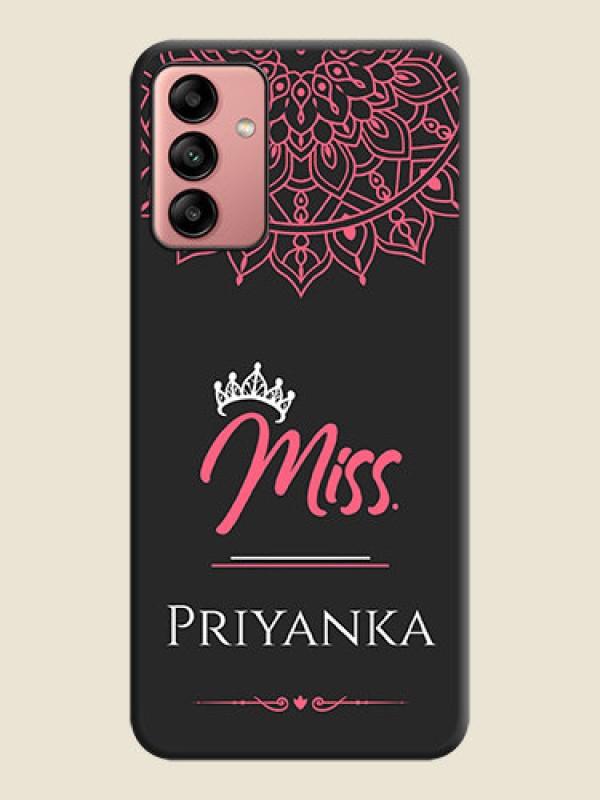 Custom Mrs Name with Floral Design on Space Black Personalized Soft Matte Phone Covers - Galaxy A04s