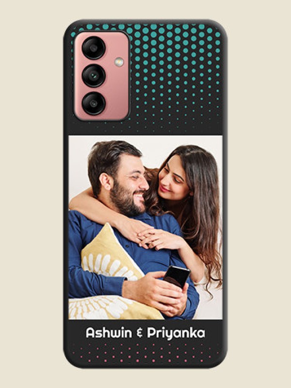 Custom Faded Dots with Grunge Photo Frame and Text on Space Black Custom Soft Matte Phone Cases - Galaxy A04s