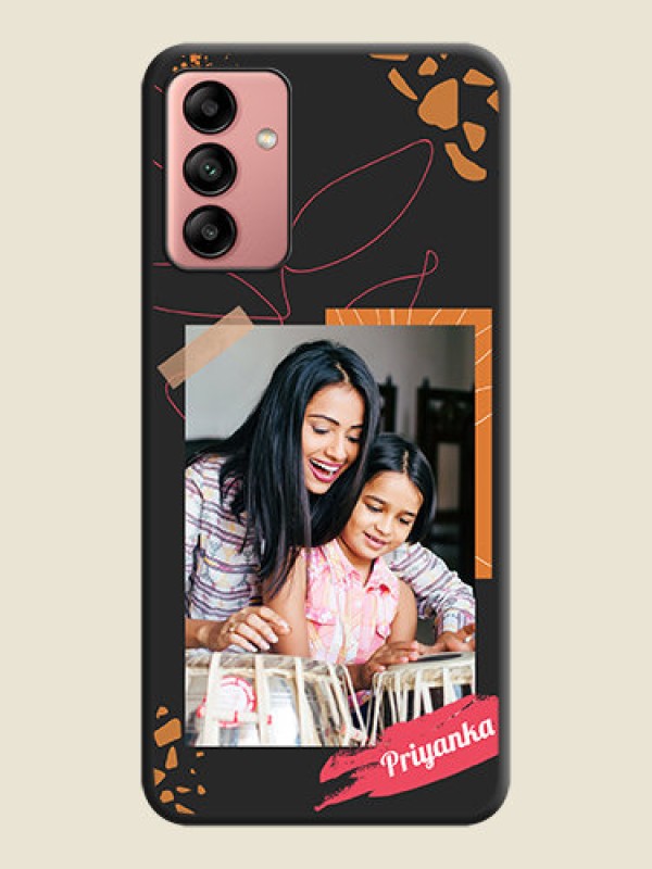 Custom Orange Photo Frame on Space Black Custom Soft Matte Phone Back Cover - Galaxy A04s