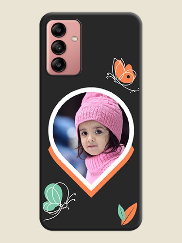 Custom Upload Pic With Simple Butterly Design On Space Black Personalized Soft Matte Phone Covers -Samsung Galaxy A04S