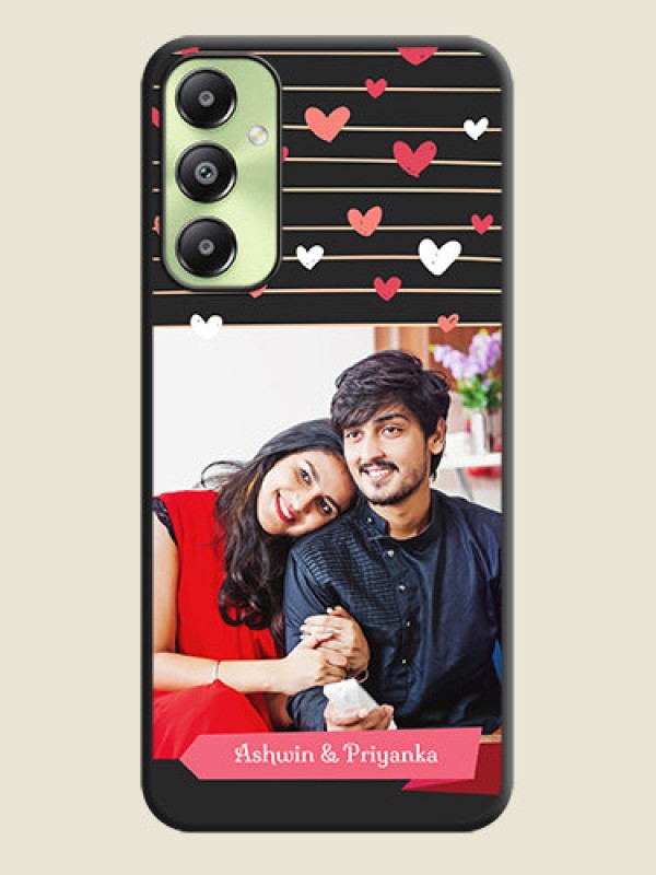 Custom Love Pattern with Name on Pink Ribbon  on Photo On Space Black Custom Soft Matte Mobile Back Cover - Galaxy A05s