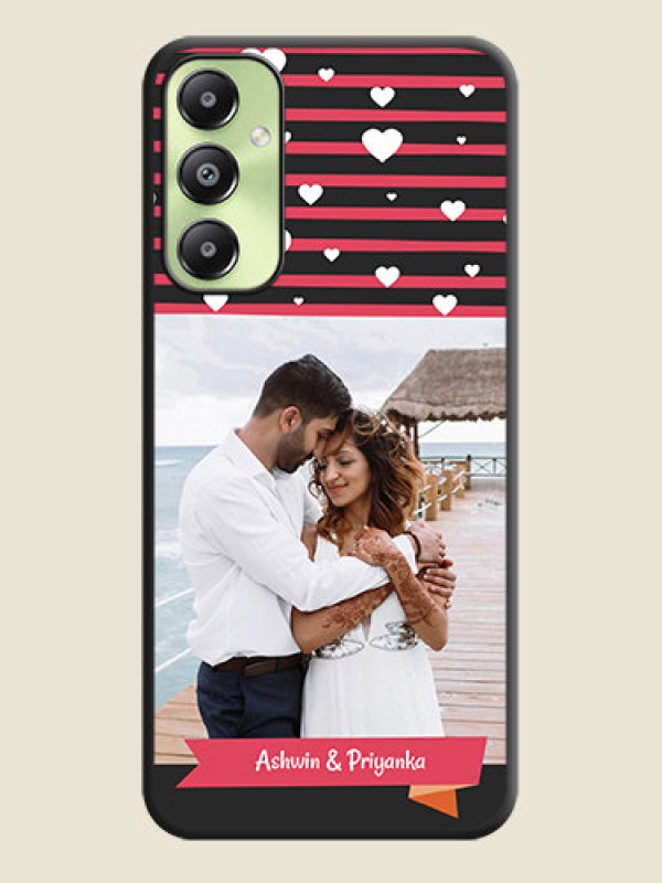 Custom White Color Love Symbols with Pink Lines Pattern On Space Black Custom Soft Matte Mobile Back Cover - Galaxy A05s