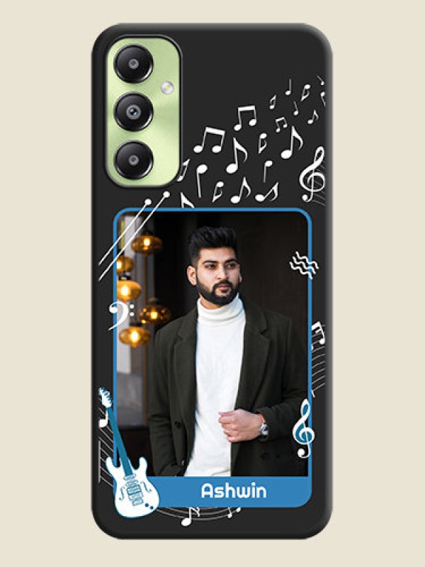 Custom Musical Theme Design with Text on Photo On Space Black Custom Soft Matte Mobile Back Cover - Galaxy A05s