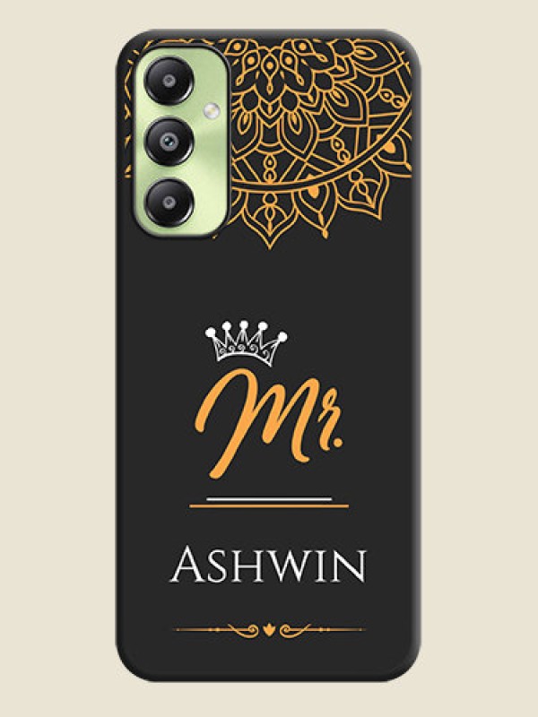 Custom Mr Name with Floral Design On Space Black Custom Soft Matte Mobile Back Cover - Galaxy A05s