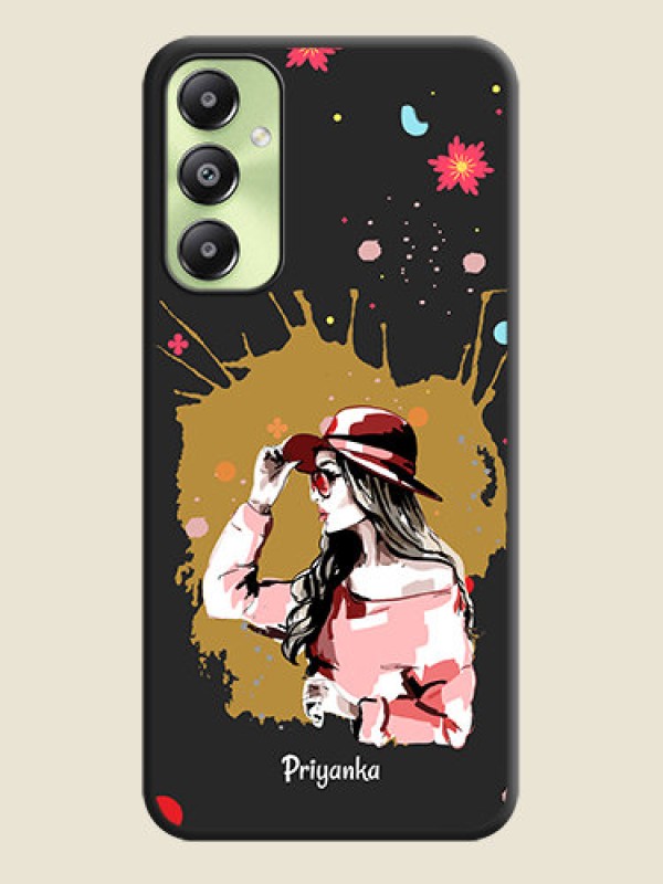Custom Mordern Lady With Color Splash Background With Custom Text On Space Black Custom Soft Matte Mobile Back Cover - Galaxy A05s
