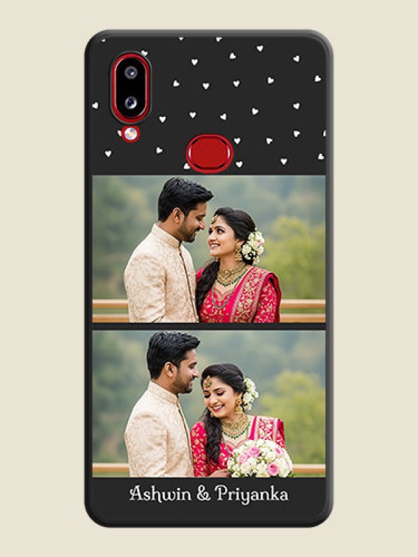 Custom Miniature Love Symbols with Name on Space Black Custom Soft Matte Back Cover - Galaxy A10s