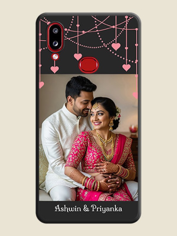 Custom Pink Love Hangings with Text on Space Black Custom Soft Matte Back Cover - Galaxy A10s