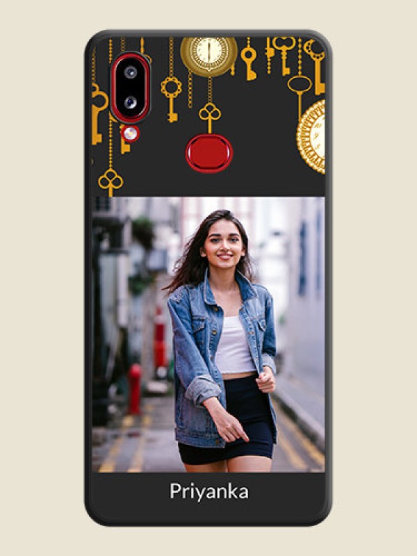 Custom Decorative Design with Text on Space Black Custom Soft Matte Back Cover - Galaxy A10s