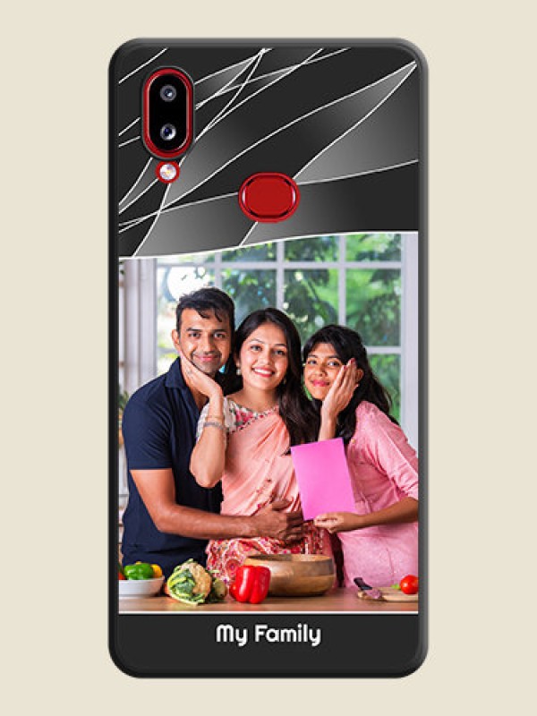 Custom Mixed Wave Lines on Photo on Space Black Soft Matte Mobile Cover - Galaxy A10s