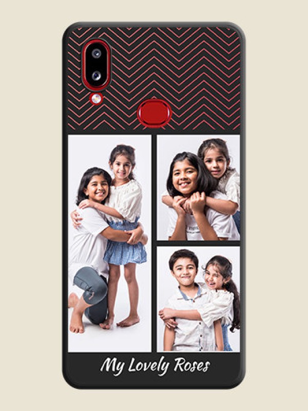 Custom Wave Pattern with 3 Image Holder on Space Black Custom Soft Matte Back Cover - Galaxy A10s