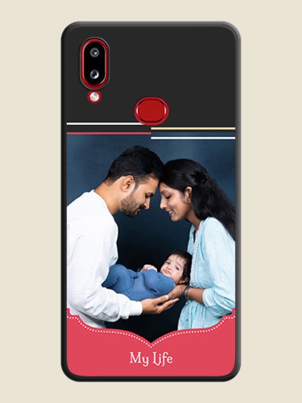 Custom Classic Plain Design with Name on Photo on Space Black Soft Matte Phone Cover - Galaxy A10s