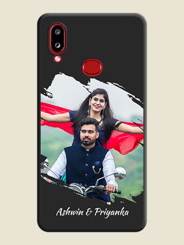 Custom Grunge Brush Strokes on Photo on Space Black Soft Matte Back Cover - Galaxy A10s