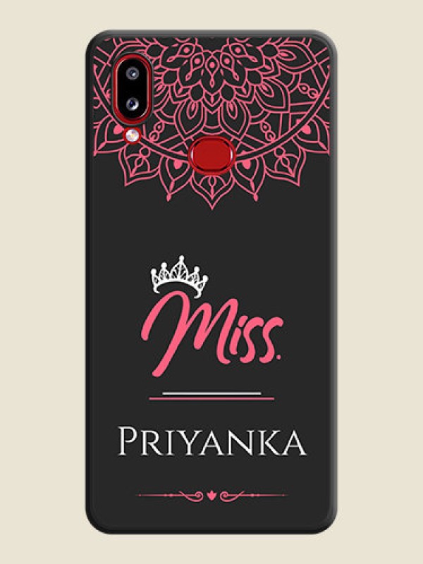 Custom Mrs Name with Floral Design on Space Black Personalized Soft Matte Phone Covers - Galaxy A10s