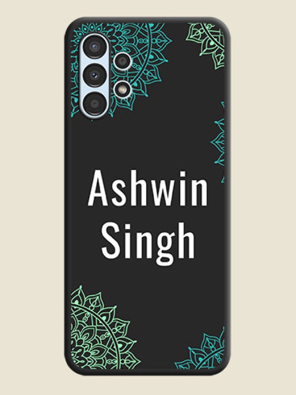 Custom Your Name with Floral Design on Space Black Custom Soft Matte Back Cover - Galaxy A13