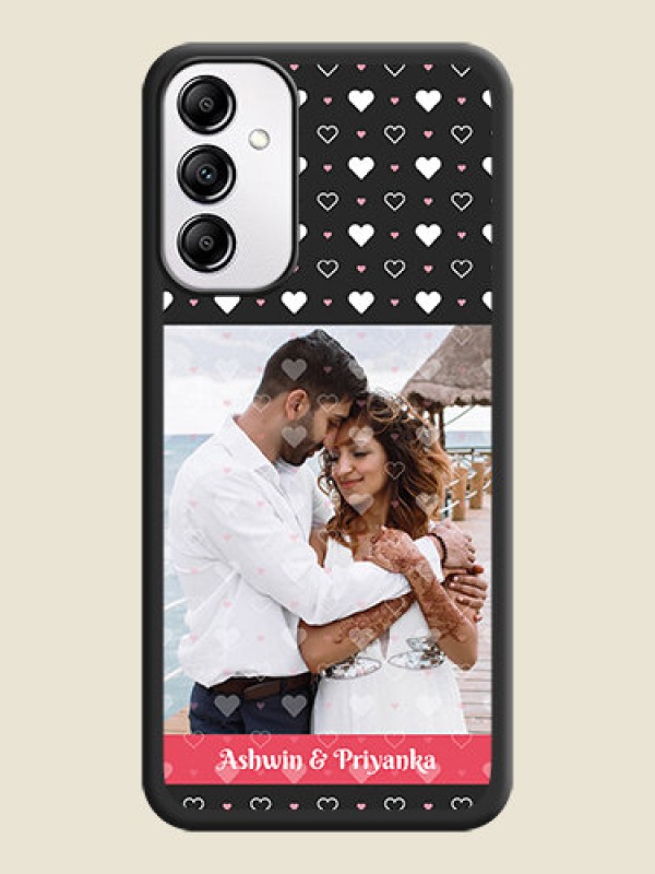 Custom White Color Love Symbols with Text Design - Photo on Space Black Soft Matte Phone Cover -Galaxy A14 4G