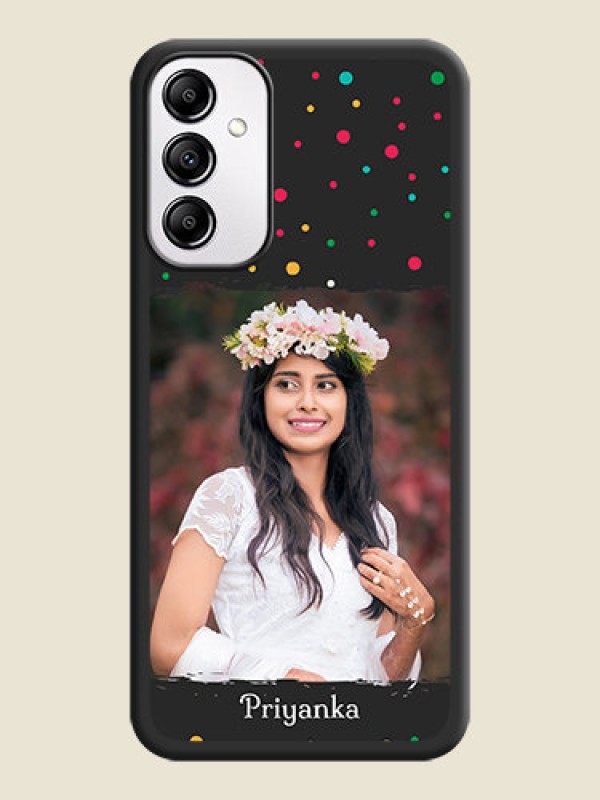 Custom Multicolor Dotted Pattern with Text on Space Black Custom Soft Matte Phone Back Cover -Galaxy A14 4G
