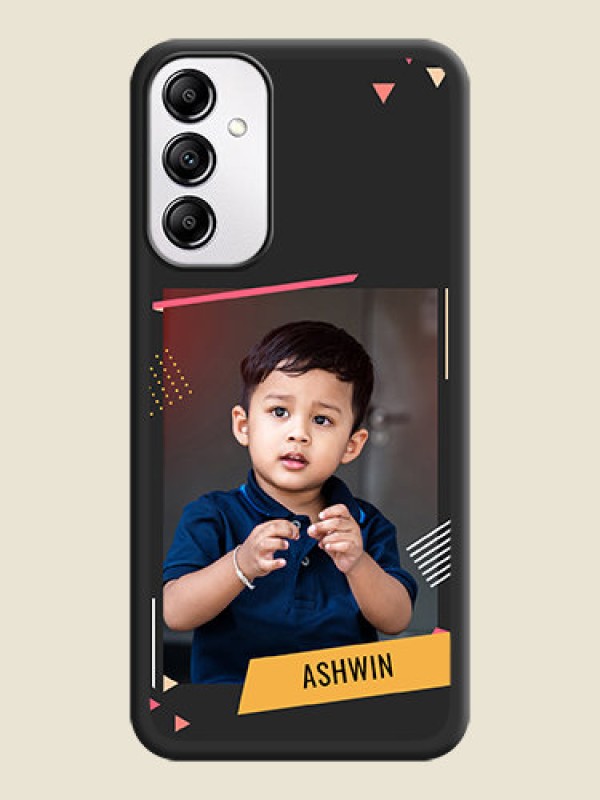 Custom Photo Frame with Triangle Small Dots - Photo on Space Black Soft Matte Back Cover -Galaxy A14 4G