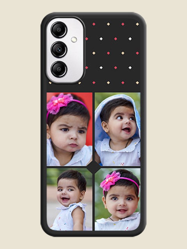 Custom Multicolor Dotted Pattern with 4 Image Holder on Space Black Custom Soft Matte Phone Cases -Galaxy A14 4G