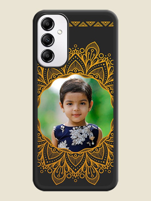 Custom Round Image with Floral Design - Photo on Space Black Soft Matte Mobile Cover -Galaxy A14 4G