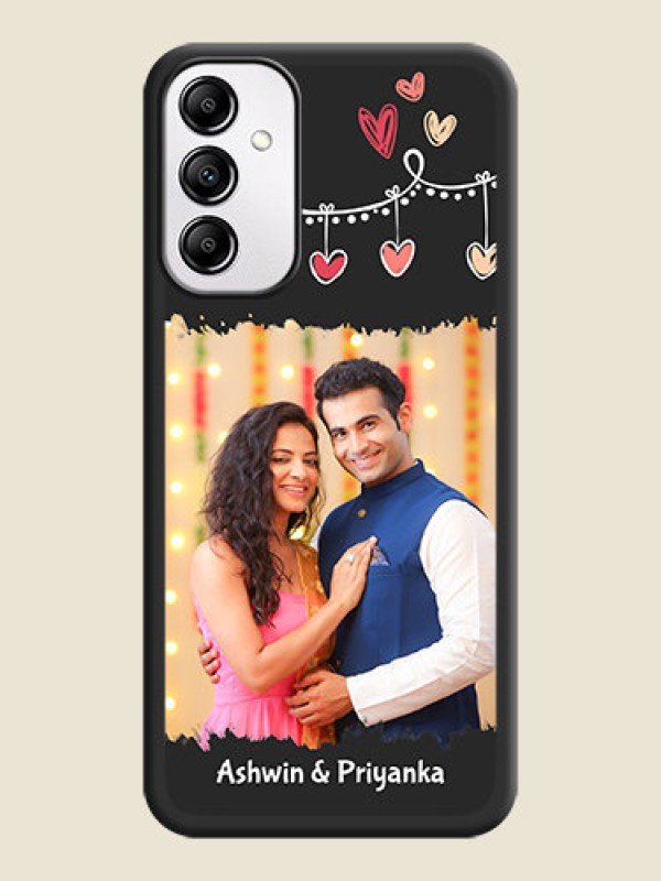 Custom Pink Love Hangings with Name on Space Black Custom Soft Matte Phone Cases - Samsung Galaxy A14