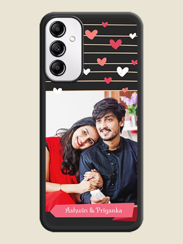 Custom Love Pattern with Name on Pink Ribbon  on Photo on Space Black Soft Matte Back Cover - Samsung Galaxy A14