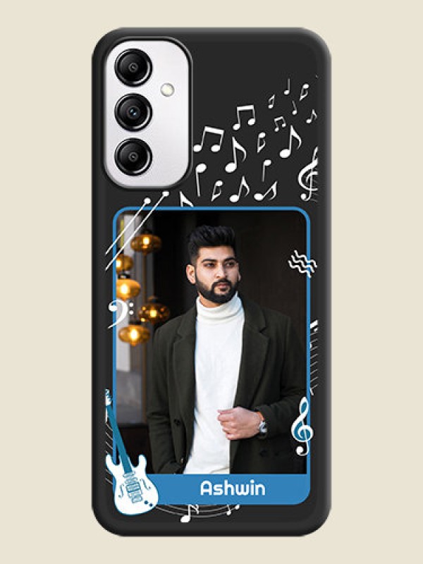 Custom Musical Theme Design with Text on Photo on Space Black Soft Matte Mobile Case - Samsung Galaxy A14