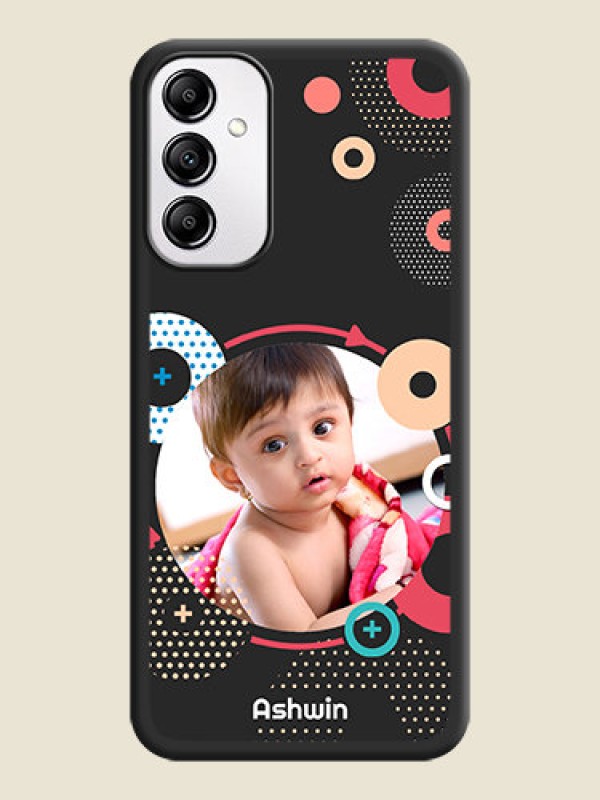 Custom Multicoloured Round Image on Personalised Space Black Soft Matte Cases - Samsung Galaxy A14