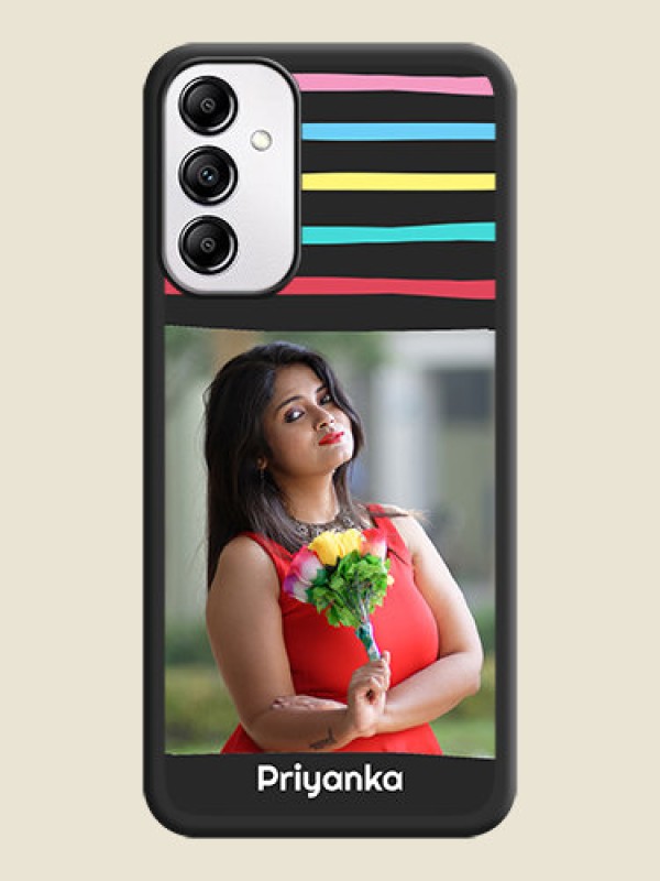Custom Multicolor Lines with Image on Space Black Personalized Soft Matte Phone Covers - Samsung Galaxy A14