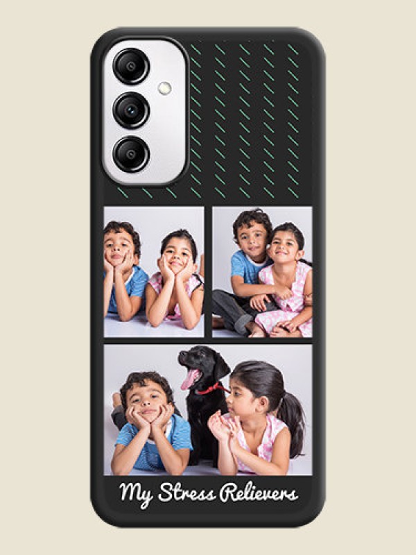 Custom Cross Dotted Pattern with 2 Image Holder  on Personalised Space Black Soft Matte Cases - Samsung Galaxy A14