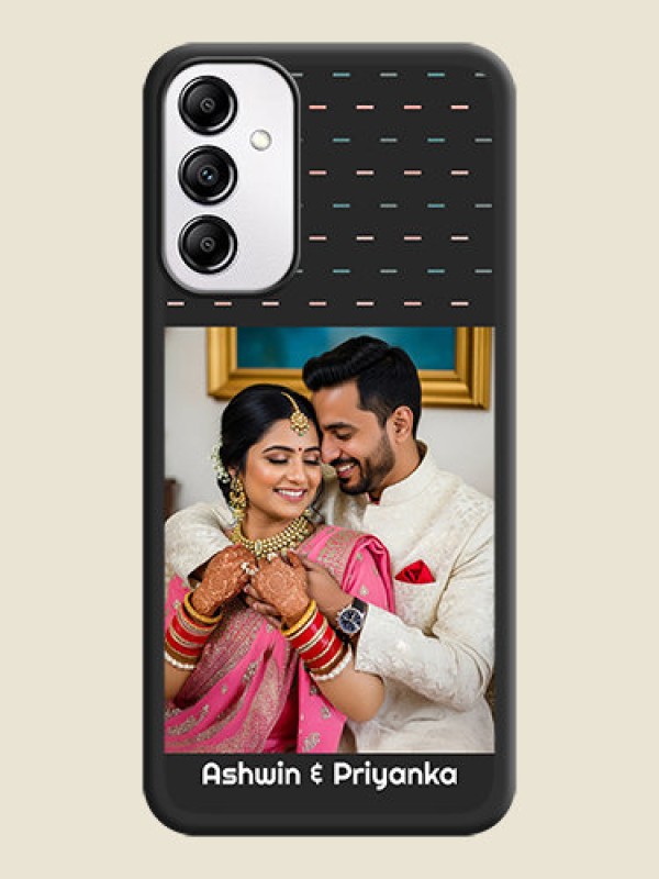 Custom Line Pattern Design with Text on Space Black Custom Soft Matte Phone Back Cover - Samsung Galaxy A14