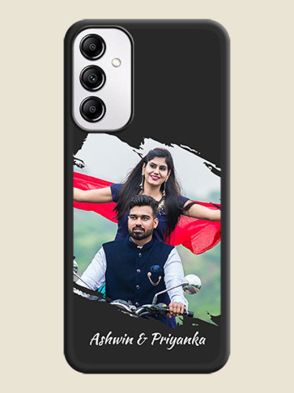 Custom Grunge Brush Strokes on Photo on Space Black Soft Matte Back Cover - Samsung Galaxy A14