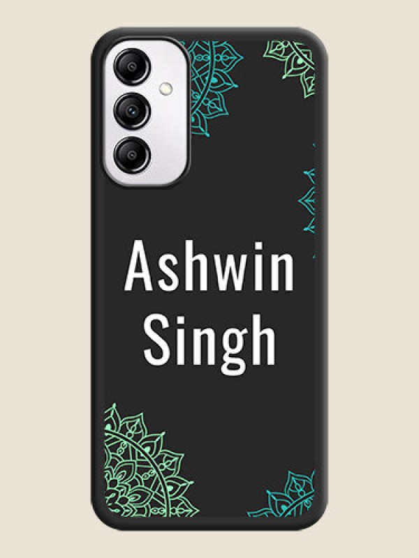 Custom Your Name with Floral Design on Space Black Custom Soft Matte Back Cover - Samsung Galaxy A14