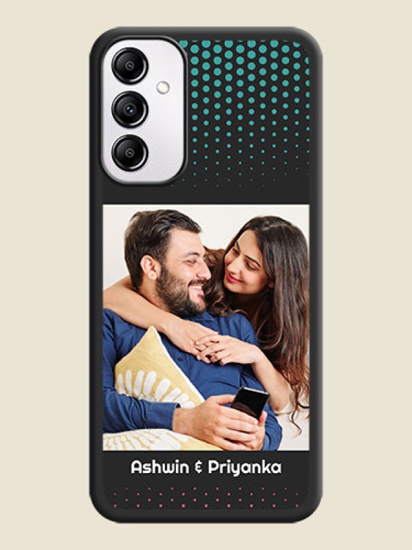 Custom Faded Dots with Grunge Photo Frame and Text on Space Black Custom Soft Matte Phone Cases - Samsung Galaxy A14