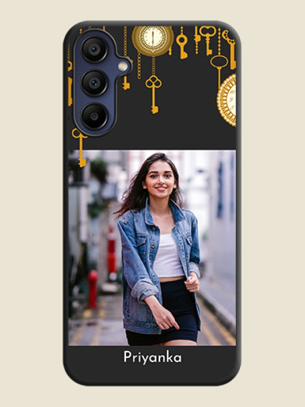 Custom Decorative Design with Text on Space Black Custom Soft Matte Back Cover - Galaxy A15 5G