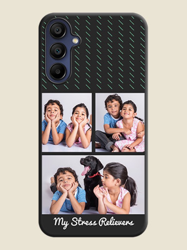 Custom Cross Dotted Pattern with 2 Image Holder on Personalised Space Black Soft Matte Cases - Galaxy A15 5G