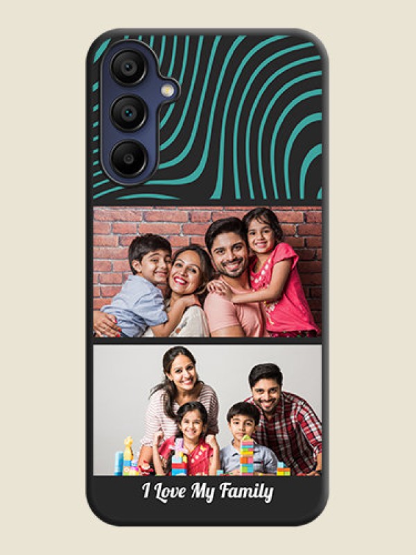 Custom Wave Pattern with 2 Image Holder on Space Black Personalized Soft Matte Phone Covers - Galaxy A15 5G