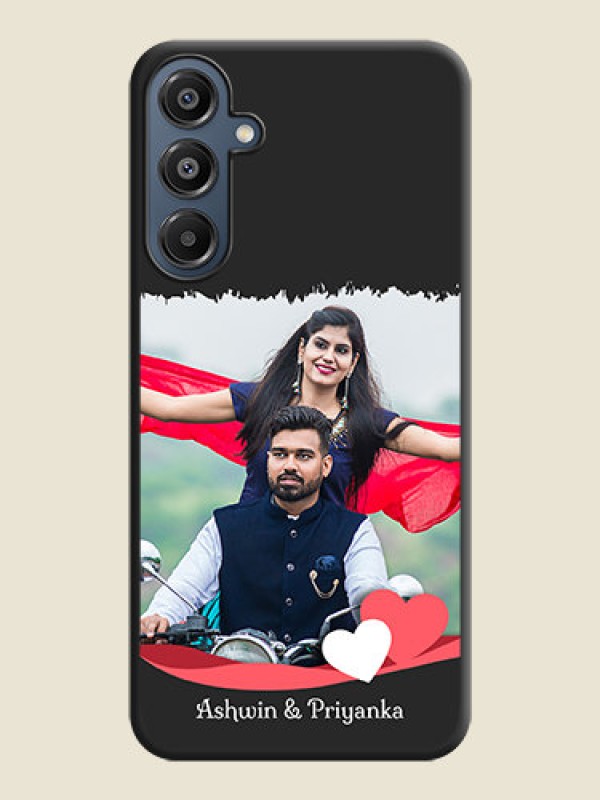 Custom Pin Color Love Shaped Ribbon Design with Text On Space Black Custom Soft Matte Mobile Back Cover - Galaxy A16 5G