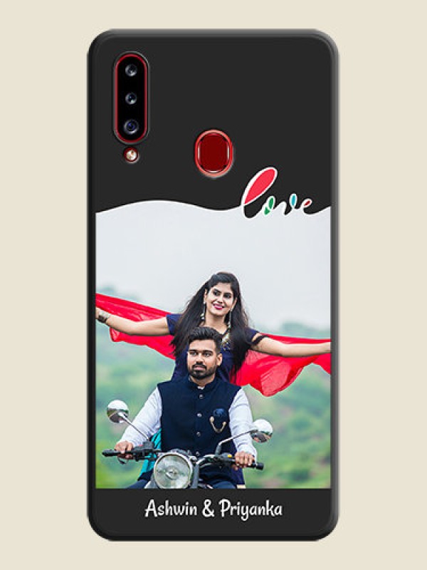 Custom Fall in Love Pattern with Picture on Photo on Space Black Soft Matte Mobile Case - Galaxy A20s