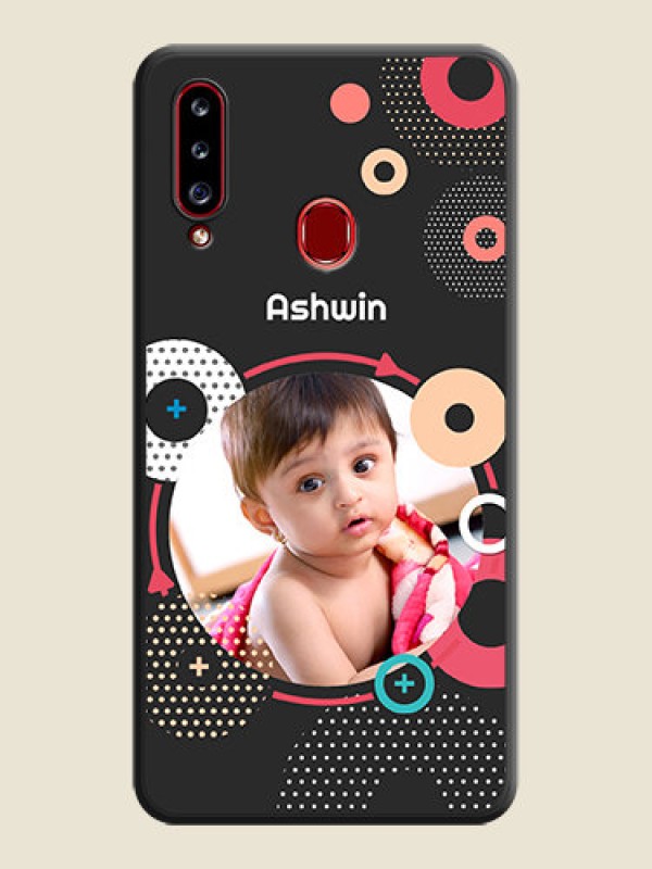 Custom Multicoloured Round Image on Personalised Space Black Soft Matte Cases - Galaxy A20s