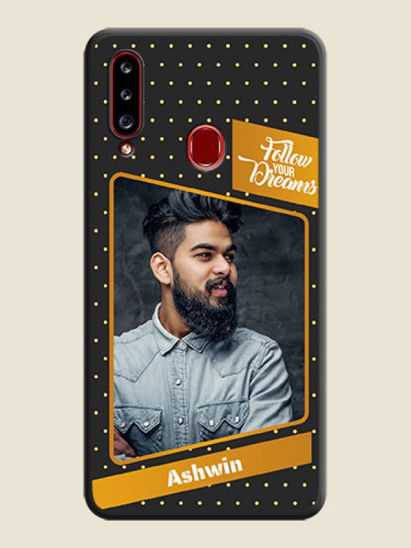 Custom Follow Your Dreams with White Dots on Space Black Custom Soft Matte Phone Cases - Galaxy A20s