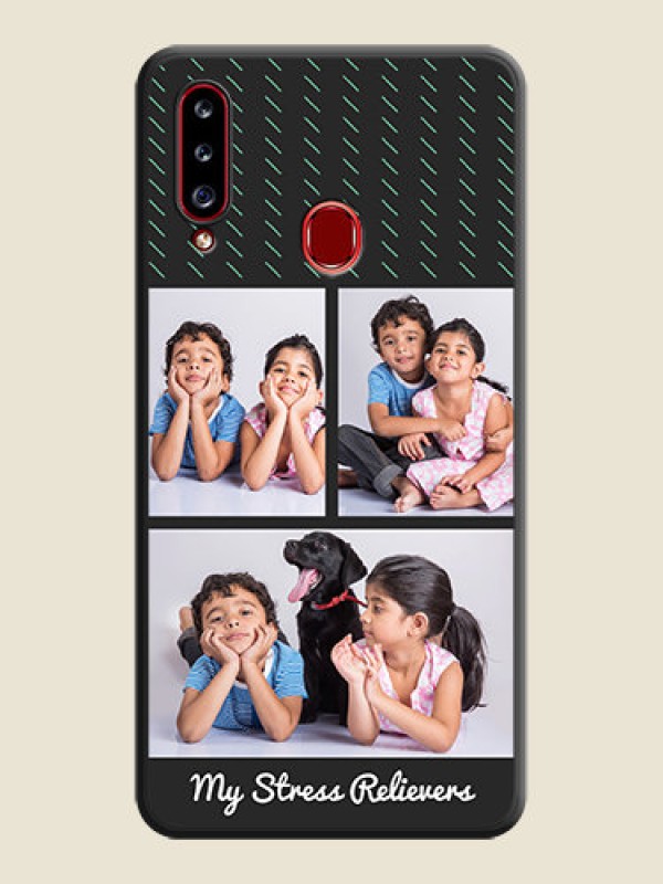 Custom Cross Dotted Pattern with 2 Image Holder  on Personalised Space Black Soft Matte Cases - Galaxy A20s