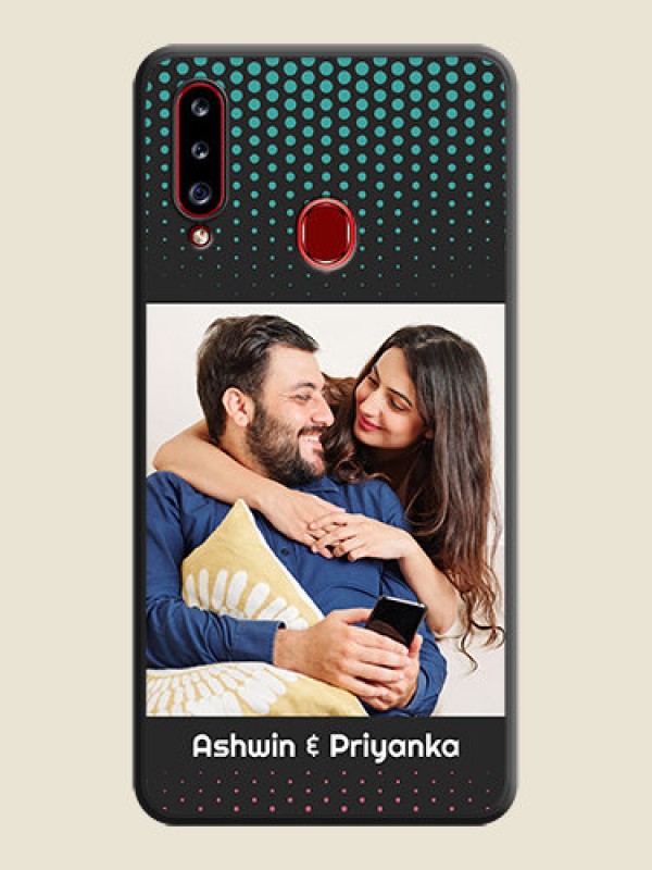 Custom Faded Dots with Grunge Photo Frame and Text on Space Black Custom Soft Matte Phone Cases - Galaxy A20s