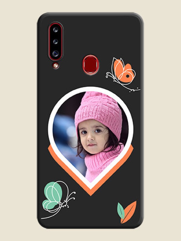 Custom Upload Pic With Simple Butterly Design On Space Black Personalized Soft Matte Phone Covers -Samsung Galaxy A20S