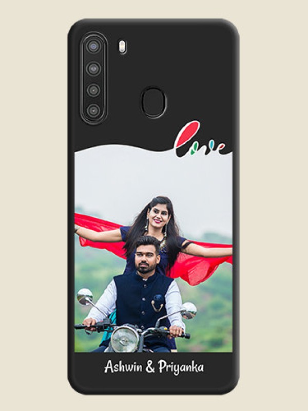 Custom Fall in Love Pattern with Picture on Photo on Space Black Soft Matte Mobile Case - Galaxy A21