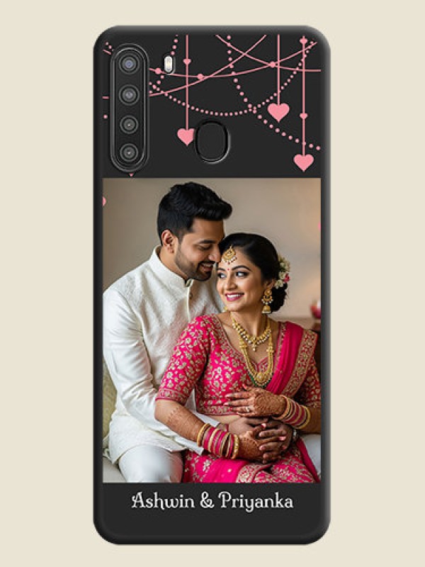 Custom Pink Love Hangings with Text on Space Black Custom Soft Matte Back Cover - Galaxy A21