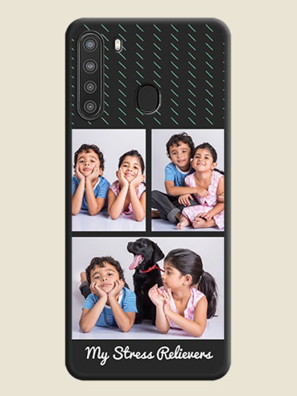 Custom Cross Dotted Pattern with 2 Image Holder  on Personalised Space Black Soft Matte Cases - Galaxy A21