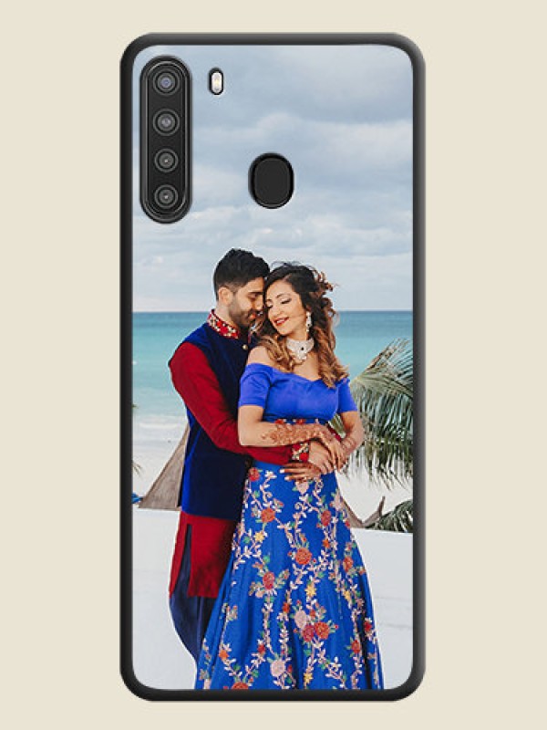 Custom Full Single Pic Upload On Space Black Personalized Soft Matte Phone Covers -Samsung Galaxy A21