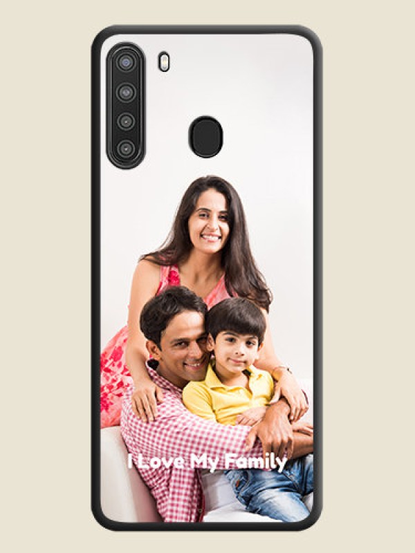 Custom Full Single Pic Upload With Text On Space Black Personalized Soft Matte Phone Covers -Samsung Galaxy A21